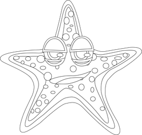Cute starfish black and white clipart