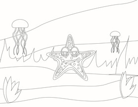 Cute starfish black and white vector