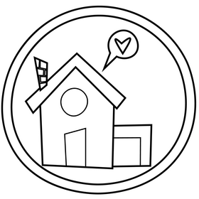 Stay at home black and white clipart