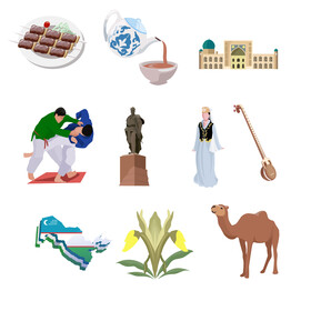 Uzbekistan traditional symbols vector