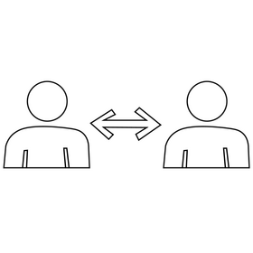 Stickman social distance black and white clipart