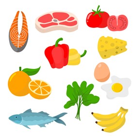 Healthy food icons set vector
