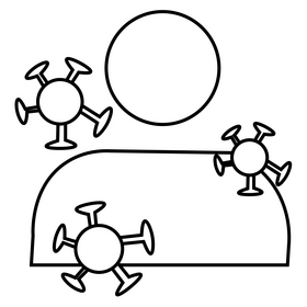 Stickman patient with coronavirus black and white clipart