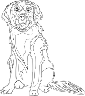 Golden retriever black and white clipart
