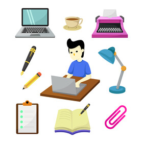Writing free icons set vector