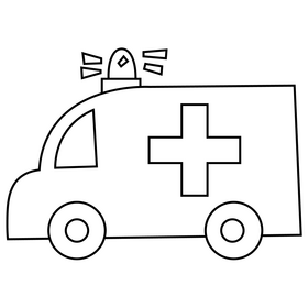 Ambulance cartoon black and white clipart