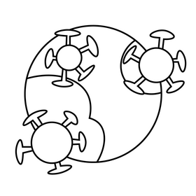 Sick planet, global pandemic cartoon black and white clipart