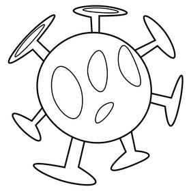 Coronavirus germ drawing black and white clipart