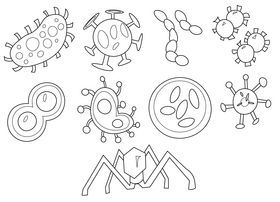 Virus bacteria icon cartoon set black and white vector
