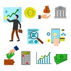 Investment icons set vector
