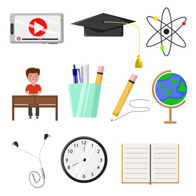 Study and learning icons set vector