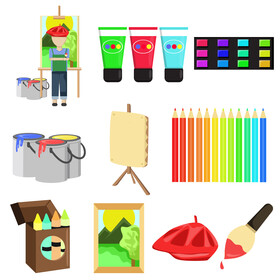 Painting icons set vector