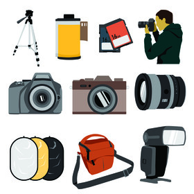 Photography icons set vector