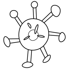 Bacteria germ drawing black and white clipart
