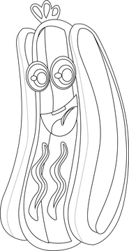 Cute hot dog black and white clipart