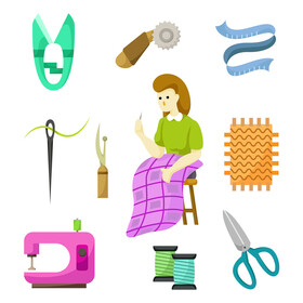Quilting icons set vector