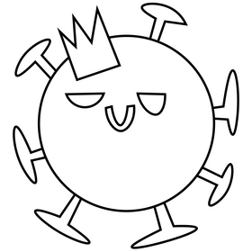 Covid 19 germ corona cartoon drawing black and white clipart