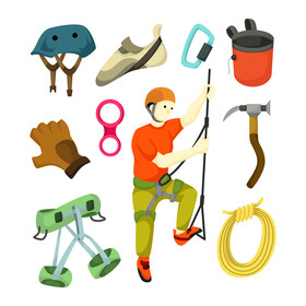 Climbing icons set vector