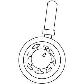 Coronavirus cell discovery cartoon black and white clipart