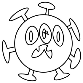 Coronavirus germ cartoon black and white clipart