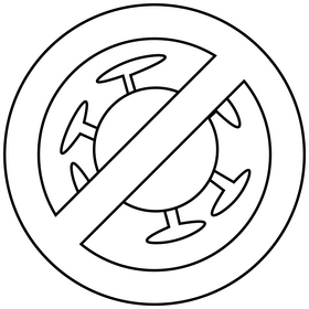 Stop coronavirus germ warning cartoon black and white clipart