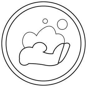 Hand washing with soap cartoon black and white clipart