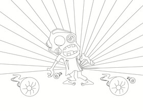 Zombie cartoon black and white vector