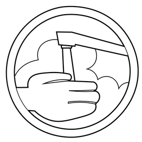 Hand washing cartoon drawing black and white clipart