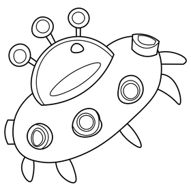 Free alien ship black and white clipart