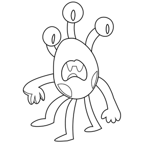 Cartoon alien with one eye black and white clipart