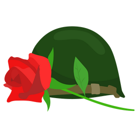 Veterans Day helmet and flower clipart