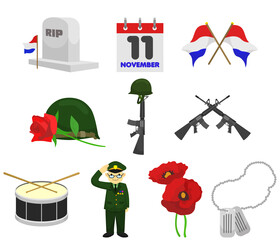 Happy Veterans Day clipart set vector