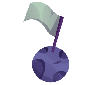 Cartoon flag on moon clipart