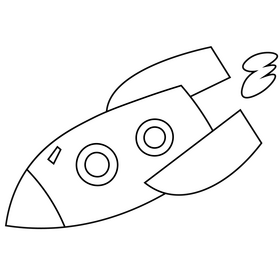 Flying spaceship, spacecraft drawing black and white clipart