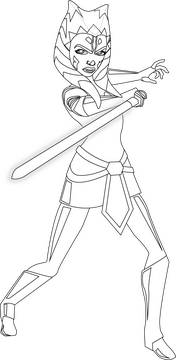 Star Wars Ashoka black and white clipart