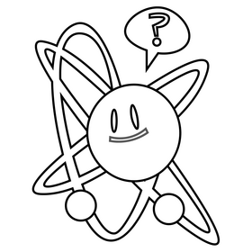 Atom cartoon black and white clipart