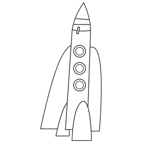 Cartoon rocket, free spaceship black and white clipart