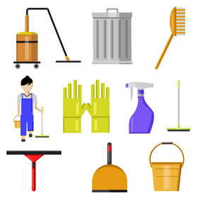 Janitor icons set vector