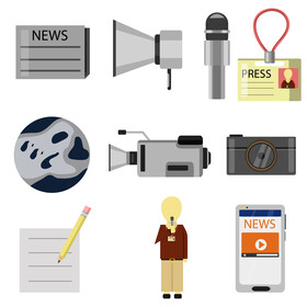 Journalist icons set vector