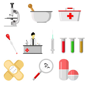 Pharmacist icons set vector