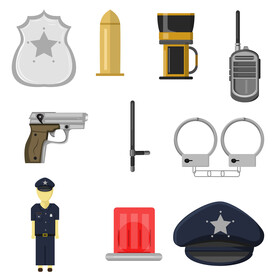 Police officer icons set vector
