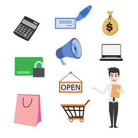 Salesman icons set vector
