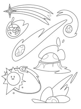 Burning comets black and white vector