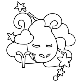 Aries zodiac sign constellation black and white clipart