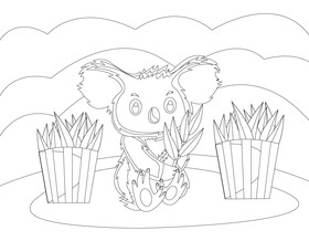 Cute koala black and white vector