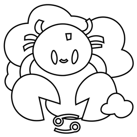 Cartoon cancer zodiac sign constellation black and white clipart