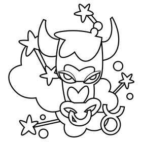 Cartoon taurus zodiac sign black and white clipart