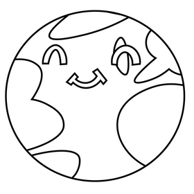 Happy earth globe drawing black and white clipart