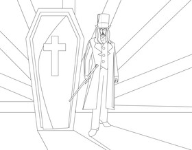 Count Dracula drawing black and white vector