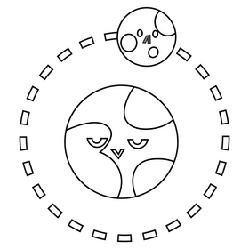 Moon orbiting earth free black and white clipart